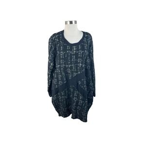 Trasparente 1 1X Black Textured Lagenlook Knit Tunic